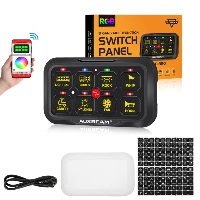 AR-800 RGB SWITCH PANEL WITH APP, TOGGLE/ MOMENTARY/ PULSED MODE SUPPORTED(ONE-SIDED OUTLET)