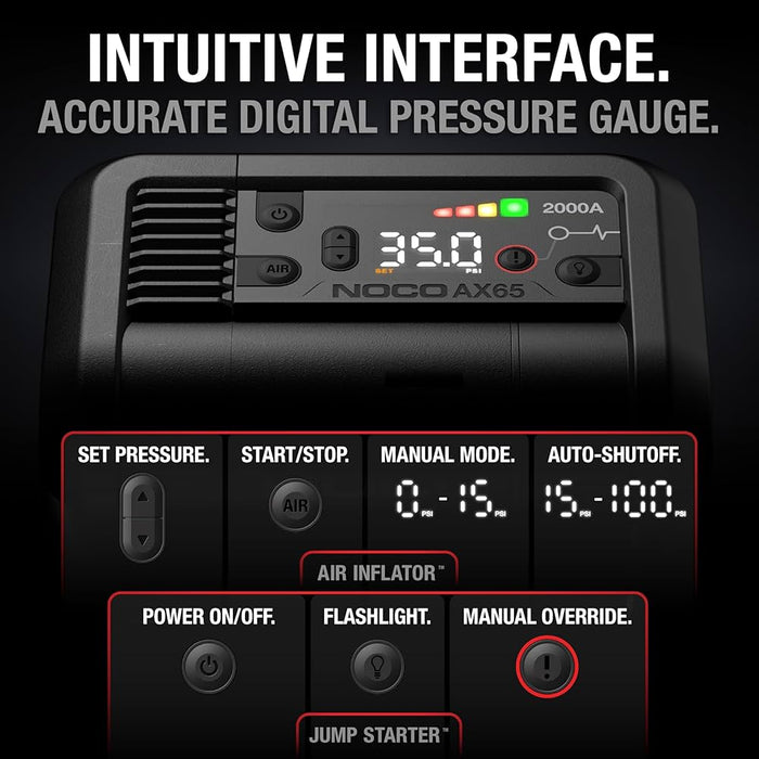 AX65 2000A Boost Air Jump Starter and 67LPM 100PSI Air Compressor