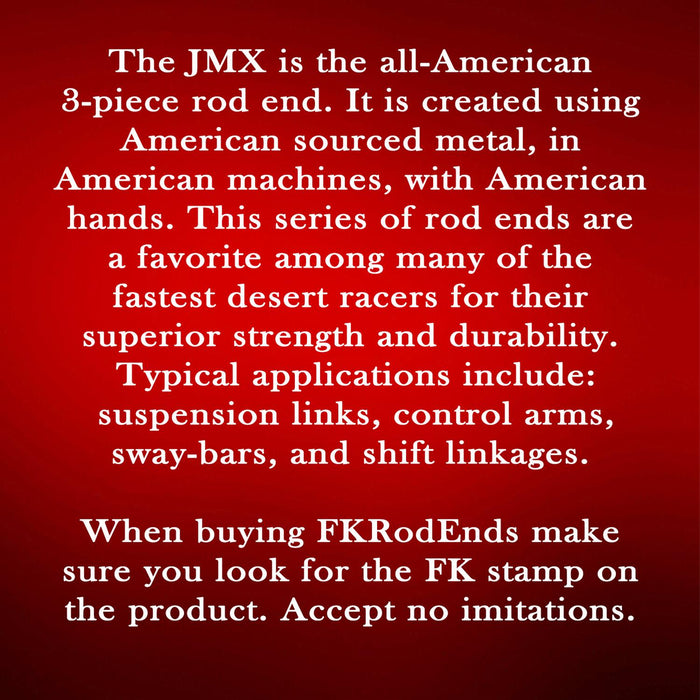 FK Bearings (JMX10T) 5/8 x 5/8-18 Right Hand Male Rod End with Teflon Liner